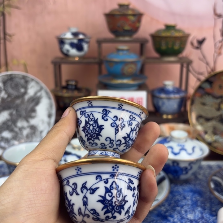 幸***王陶盖碗景德镇手工手绘陶瓷