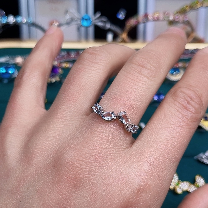 海蓝宝石戒圈银S925镶嵌