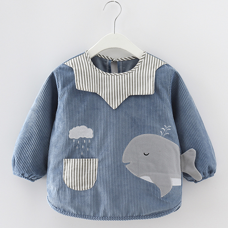 透明洋气护衣罩衣男宝宝防水防脏吃饭女孩长袖围裙外穿婴儿反穿衣