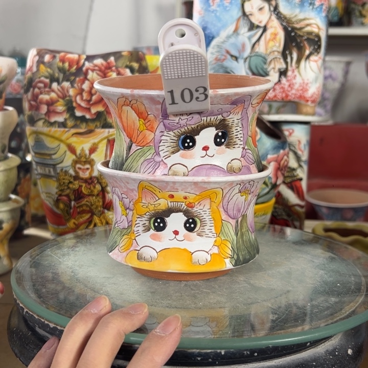 逐****满38包邮景德镇手绘花盆