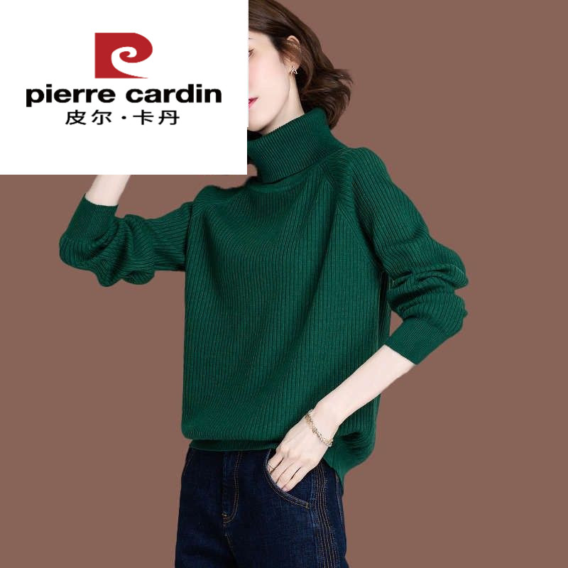 羊毛衫高领毛衣女秋冬新款墨绿色宽松加厚短款内搭