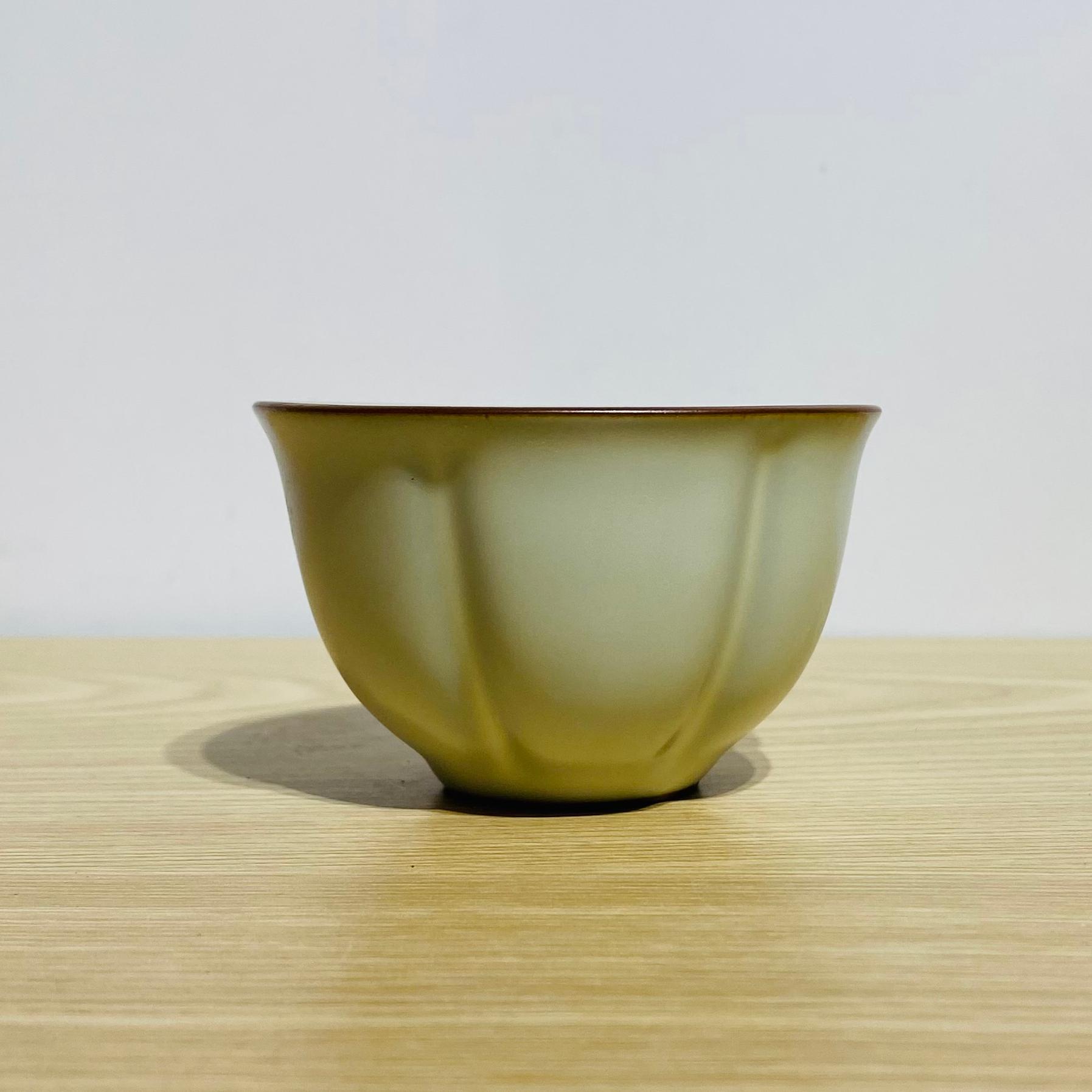 吾游茶器米黄汝窑花瓣杯主人杯