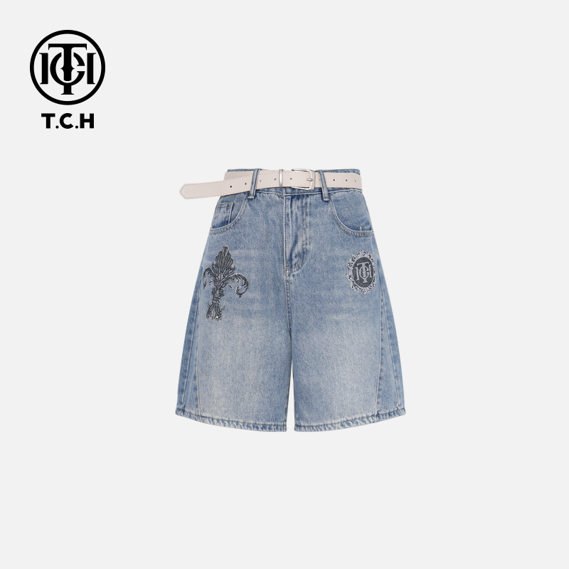 TCH私服烫钻工艺新时尚淑女百搭新潮流短裤女T75B21E5056轻奢tch