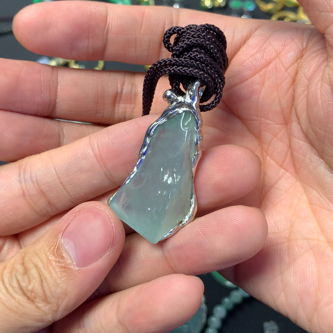 翡翠吊坠(不含链)银S925镶嵌