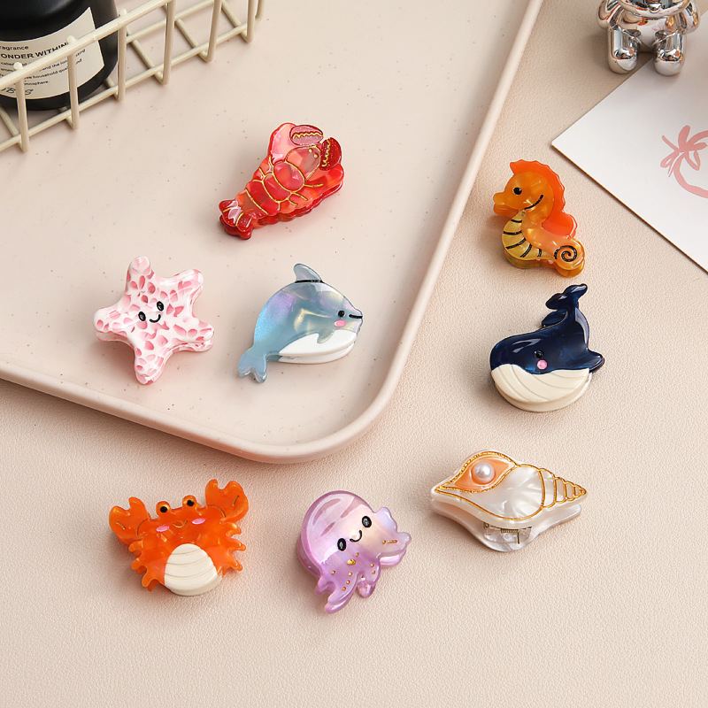 SY趣味海洋动物小抓夹女后脑勺小号发夹卡通可爱鲨鱼夹盘发