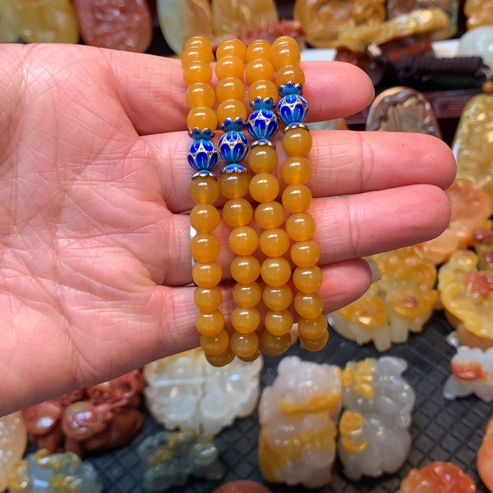 石英质玉（黄龙玉）手链未镶嵌