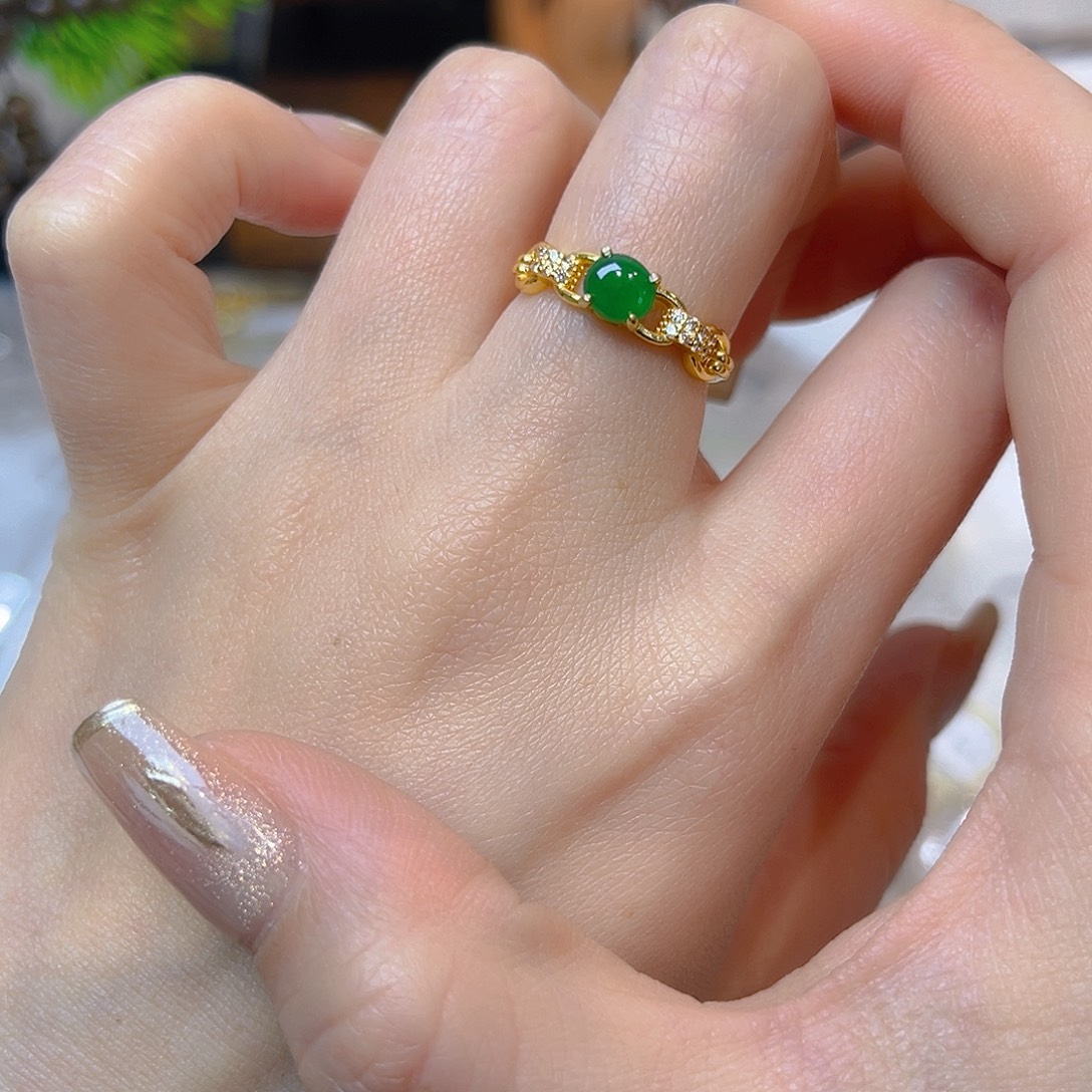 翡翠银S925镶嵌戒指