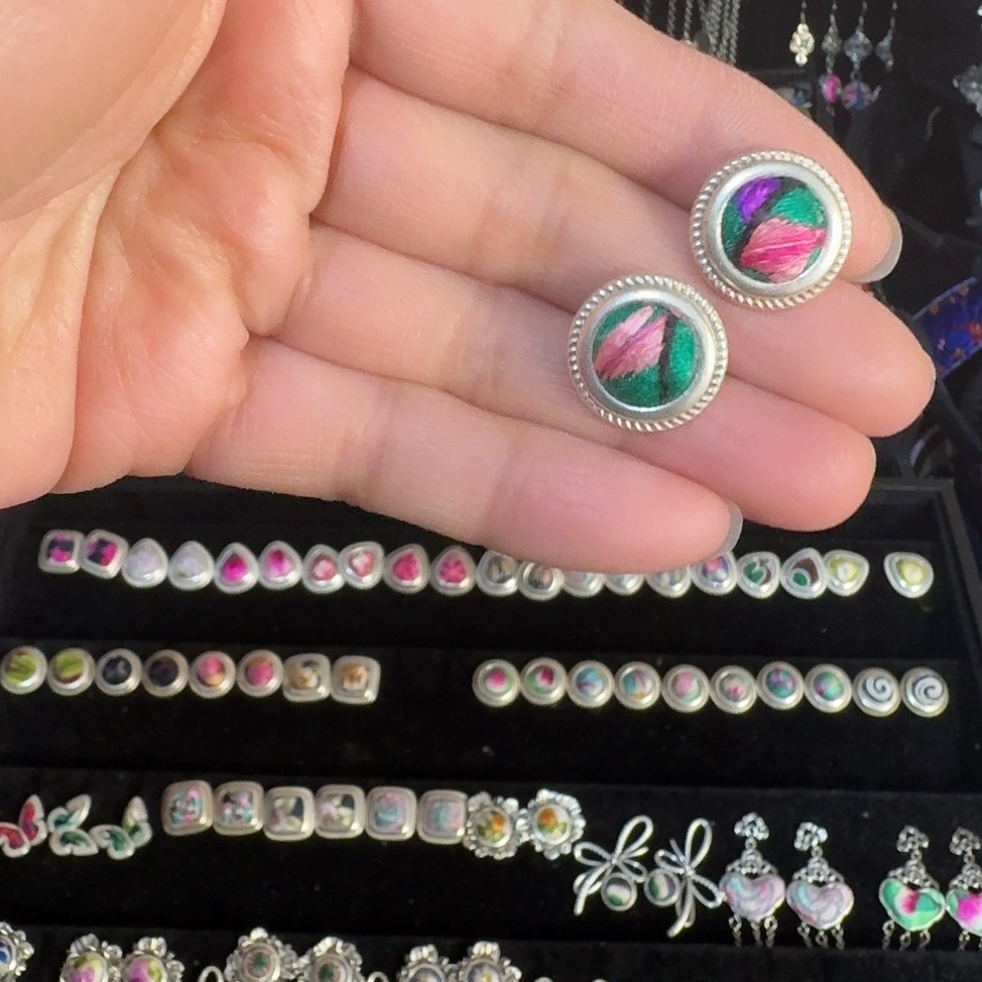 刺绣民族风刺绣老绣耳钉