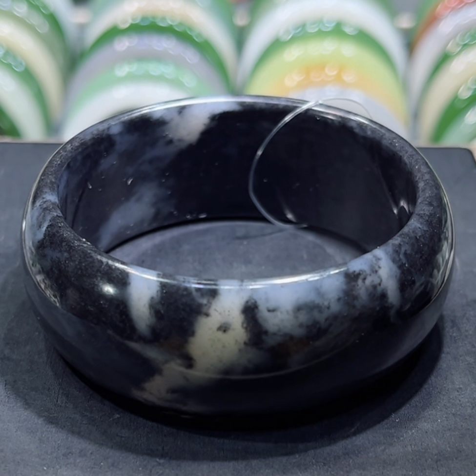 新疆和田玉青花籽手镯54-55-56圈口（宽版）