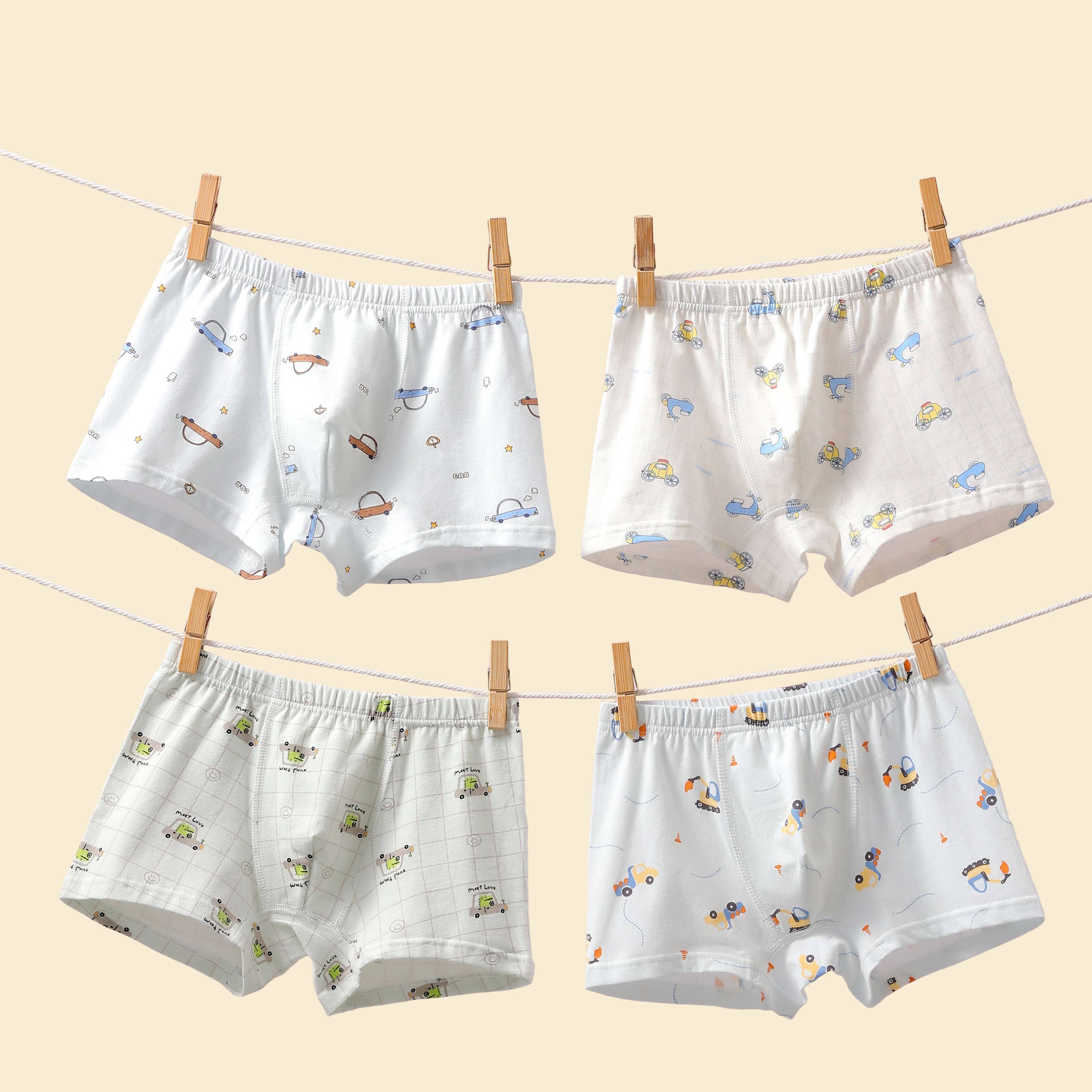 华稚四季卡通图案儿童韩系短裤亲肤棉透气纯棉柔软（盒装）