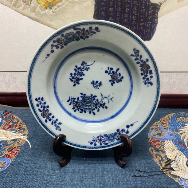 清康熙花卉斗彩盘62/古玩/KC20241224019