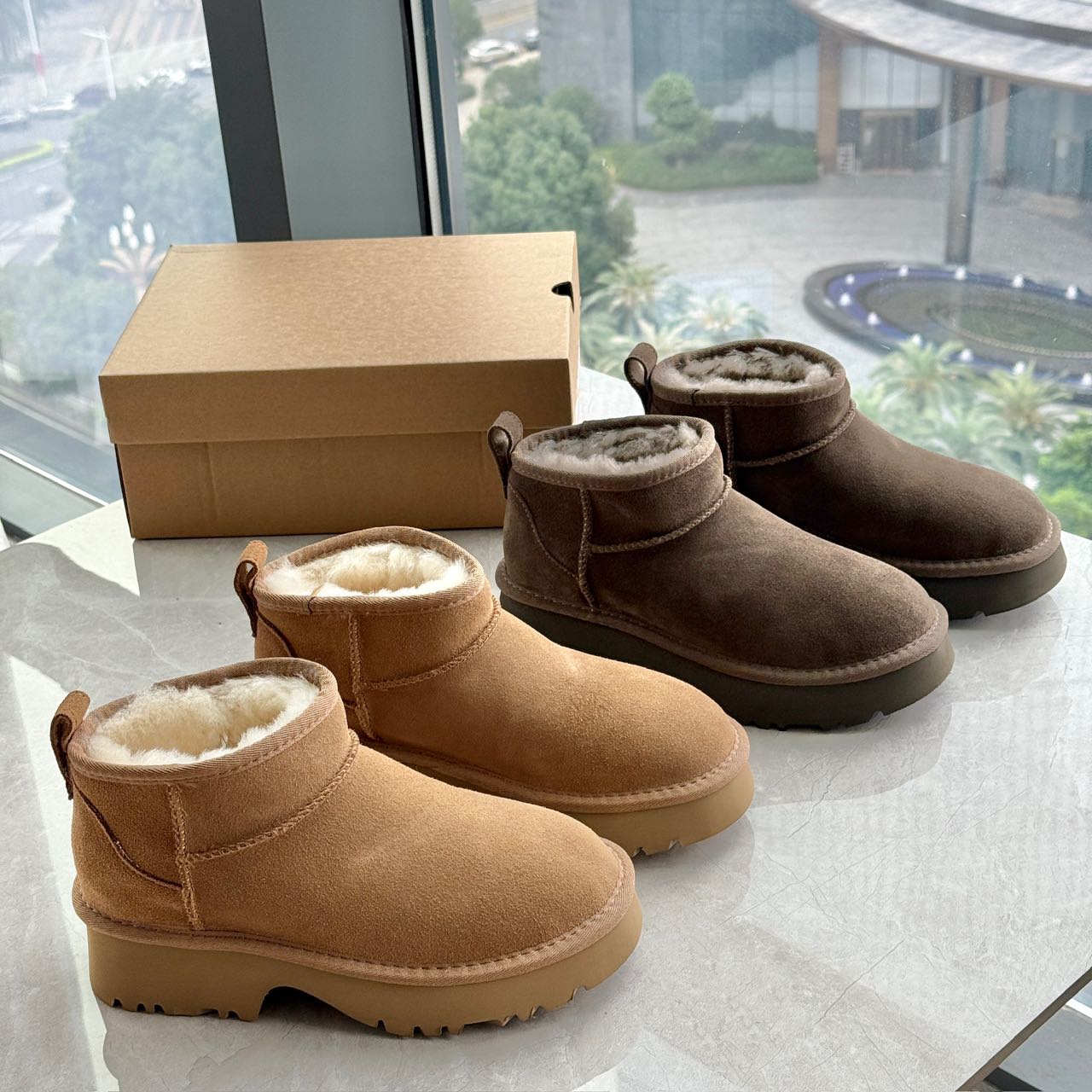 人鱼款雪地靴棉鞋牛反绒皮+羊皮毛+高弹耐磨EVA发泡底加绒加厚