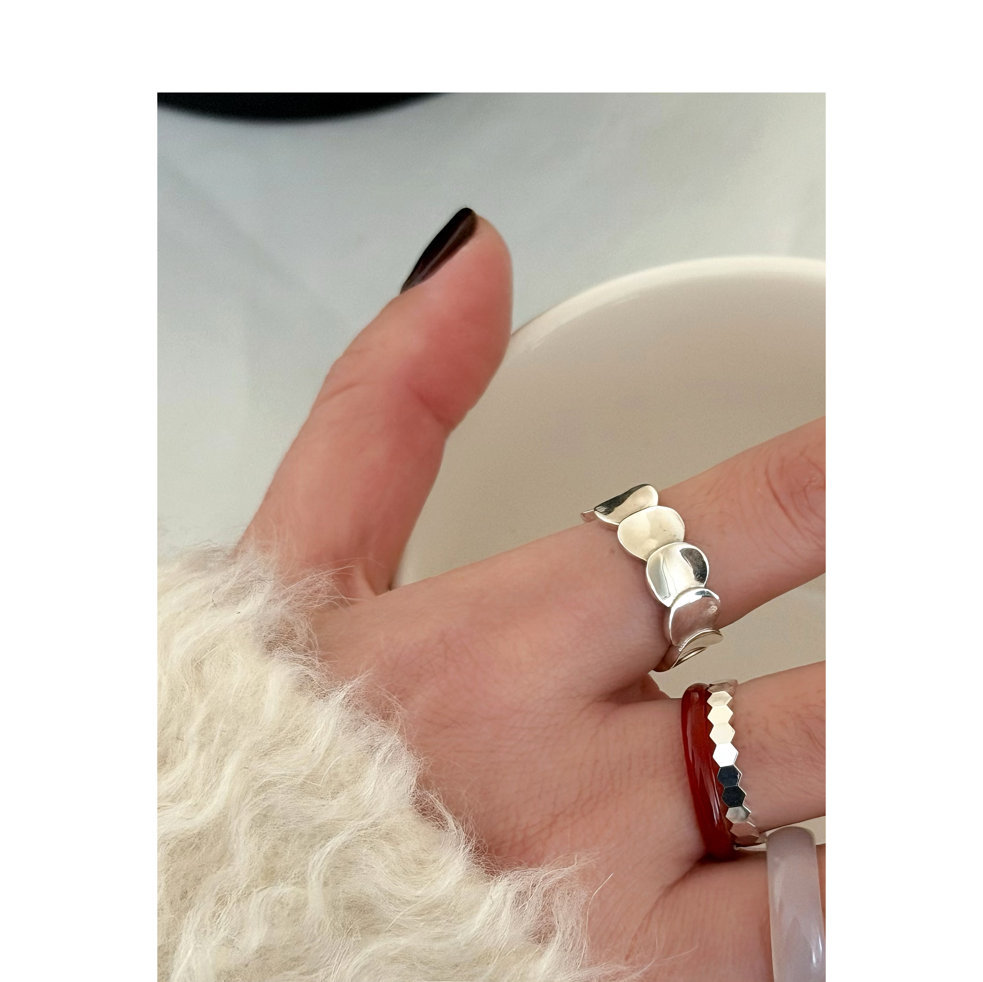 925银戒指 【鱼鳞 开口戒】 极简冷淡 个性简约 气质百搭J026