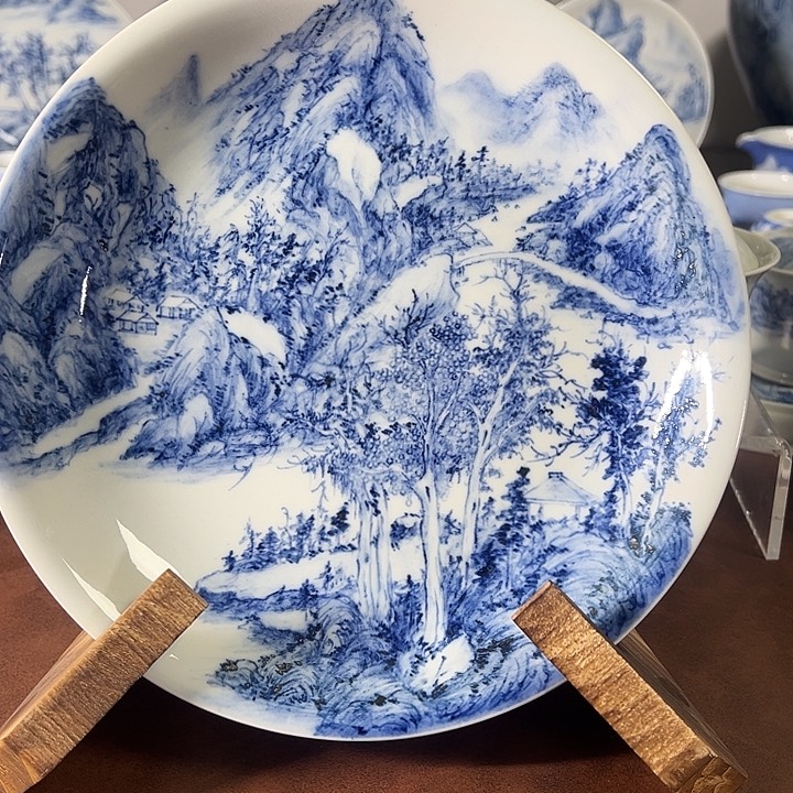 *****青花山水大茶盘仿古山水