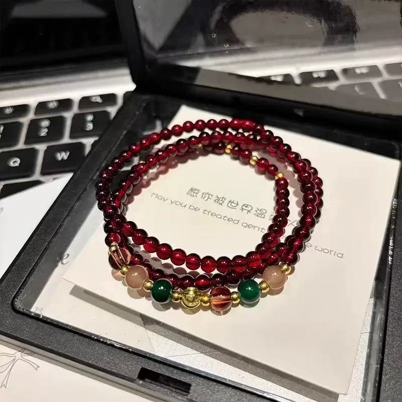 石榴石三色顶珠手串无礼盒584