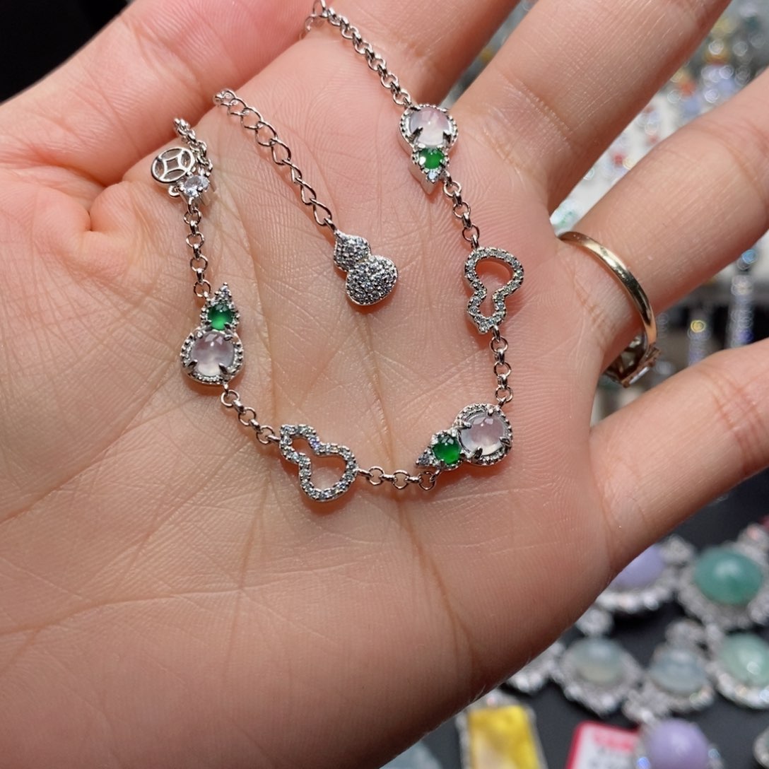 翡翠手链银S925镶嵌c c c