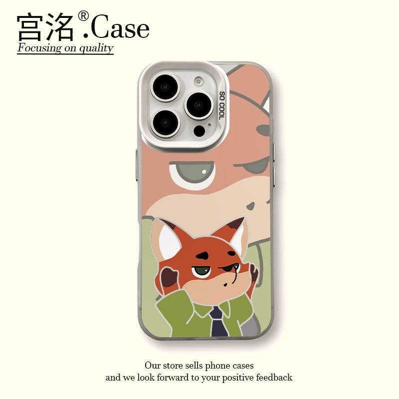 动物城摸耳朵尼克彩银壳适用于iPhone苹果17手机壳华为oppo小米手