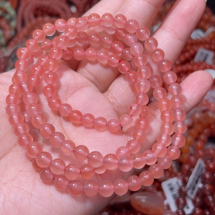 硬***宝南红玛瑙未镶嵌冰粉多圈5.5m+830