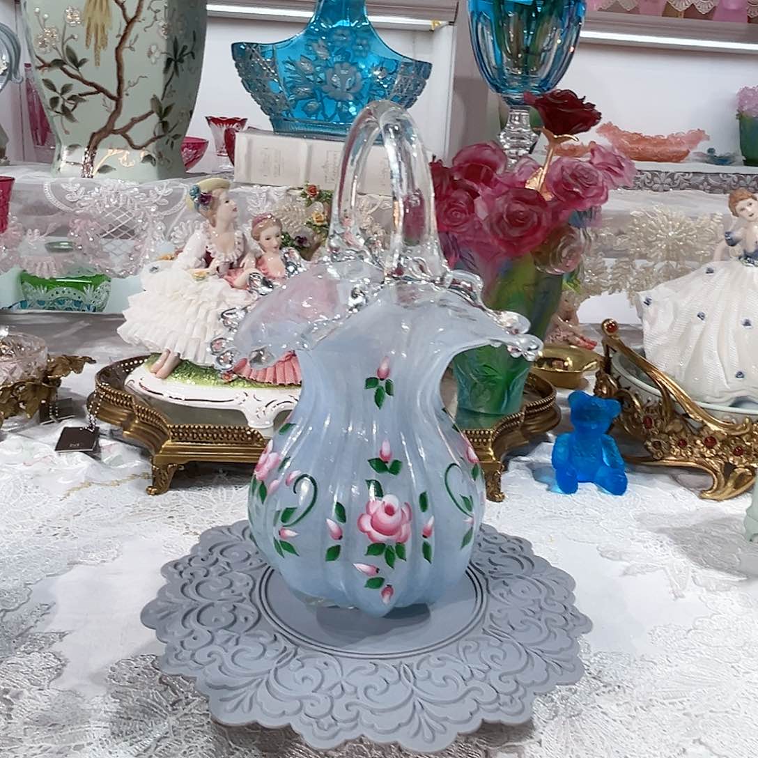 陶瓷F8143芬顿复刻款琉璃提篮花篮