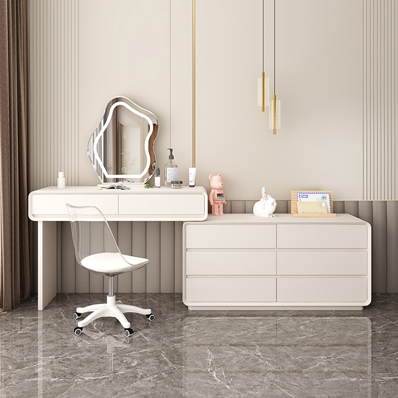GULEJAR/顾乐家实木化妆台奶油风卧室梳妆伸缩床尾柜多功能化妆桌