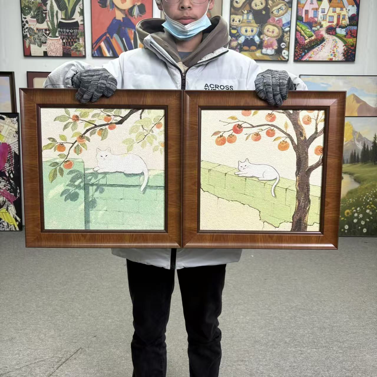 中古风猫咪装饰画适合餐厅客厅卧室沙发背景墙4040