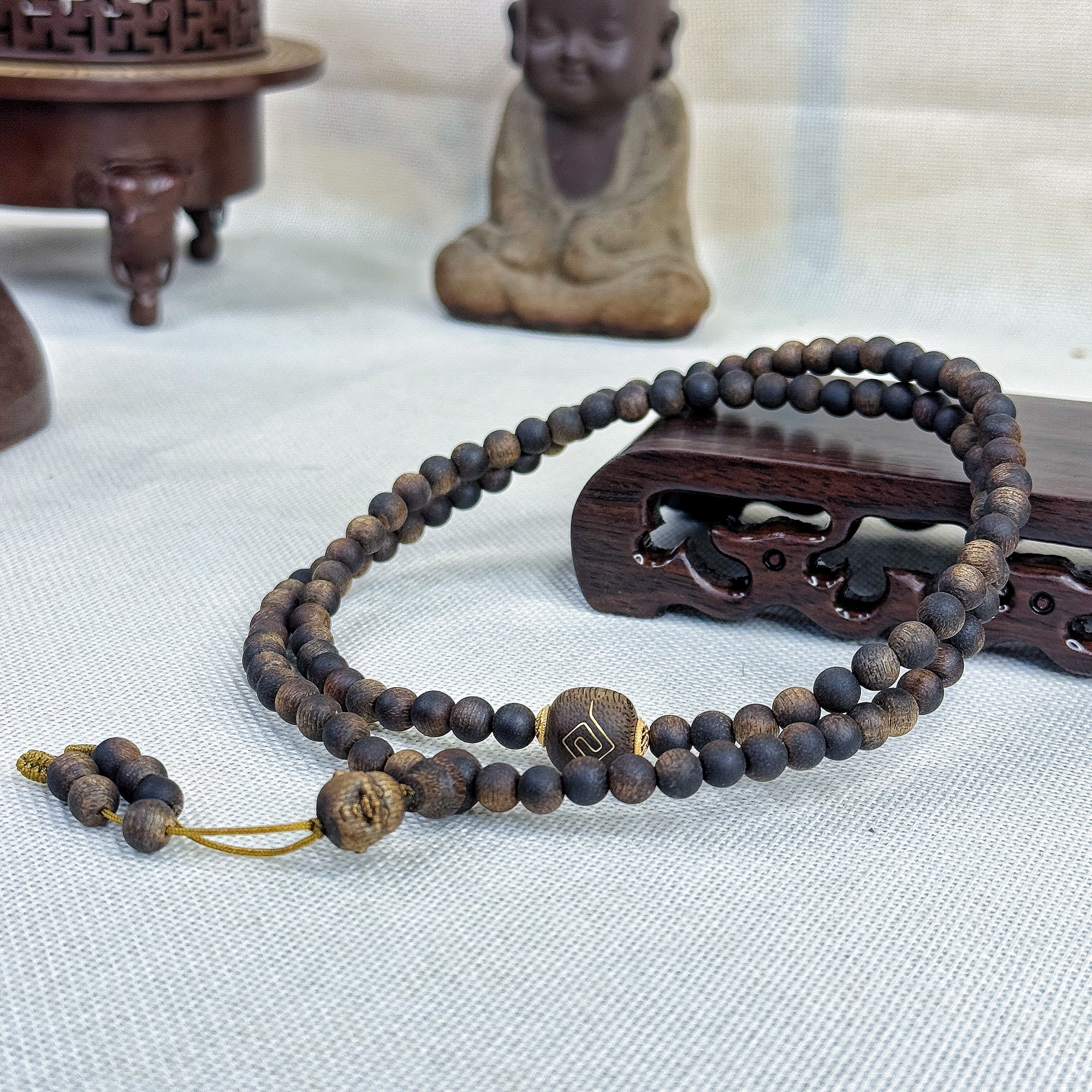 沉香【金腾婷婷】文莱红油蜜糖结沉香多圈手串 6mm左右