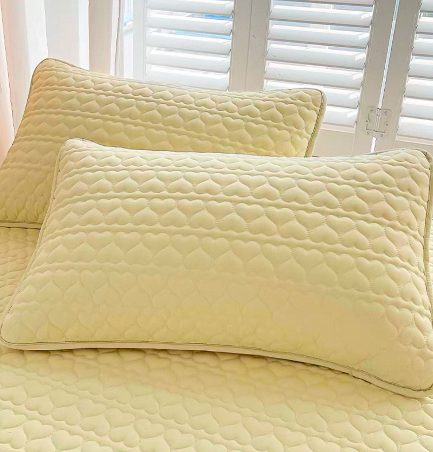 D-P-B0481枕套磨毛防口水夹棉枕套四季枕头套纯色简约风绗缝