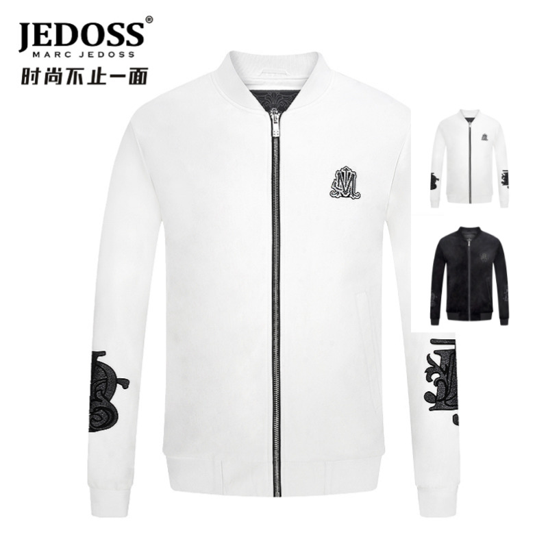 JEDOSS/爵迪斯男装秋冬款时尚修身丝绒拉链夹克薄时尚外套潮610