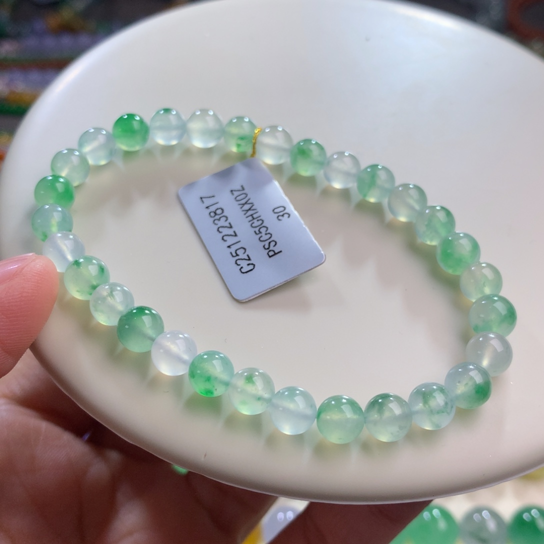 翡翠未镶嵌手链卡6 阳春白雪