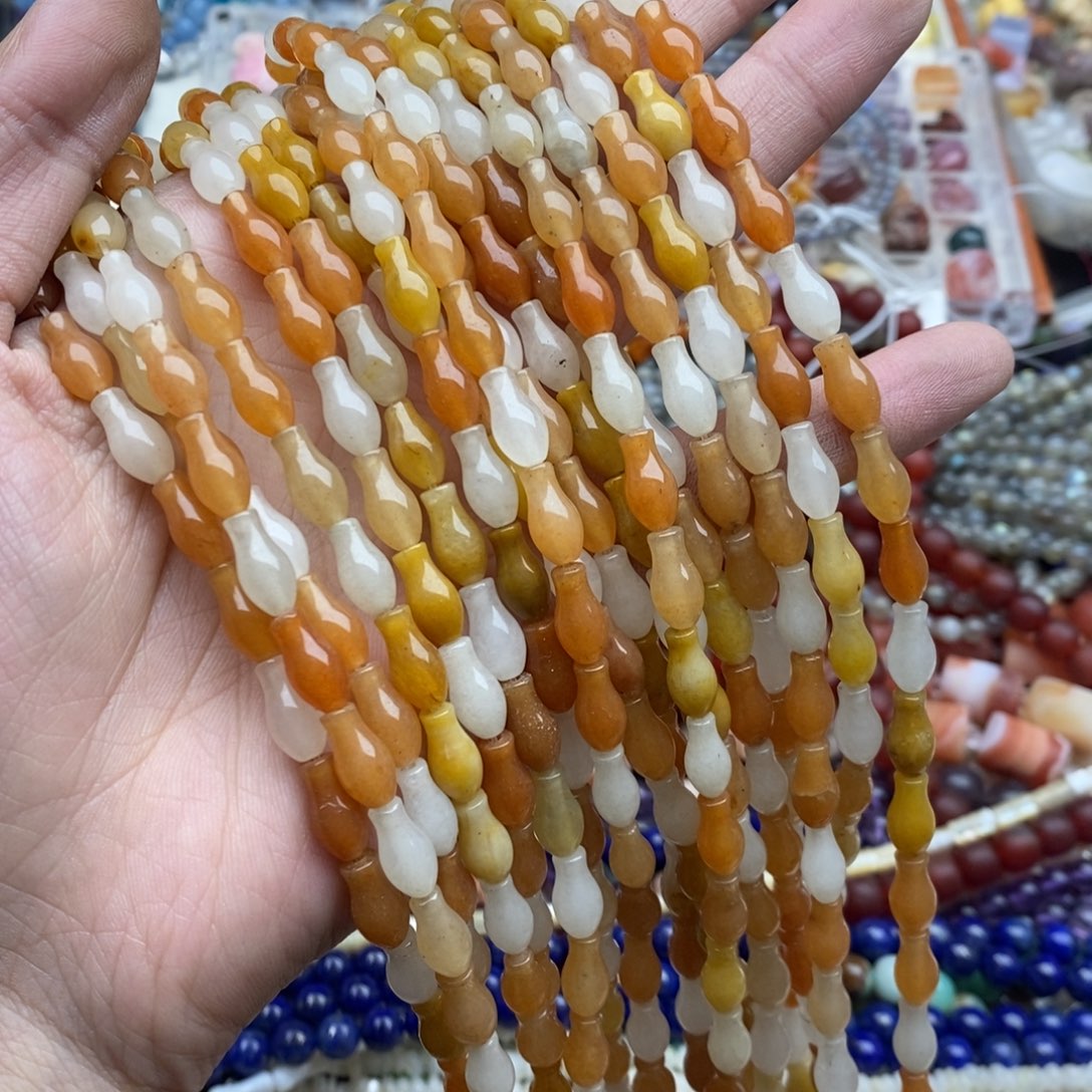 玛瑙/玉髓未镶嵌珠宝半成品一条天然6×12金丝玉郁金香花瓶