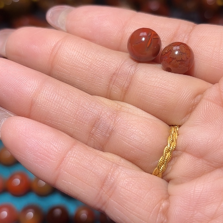 小***哥玛瑙/玉髓未镶嵌战国红珠子