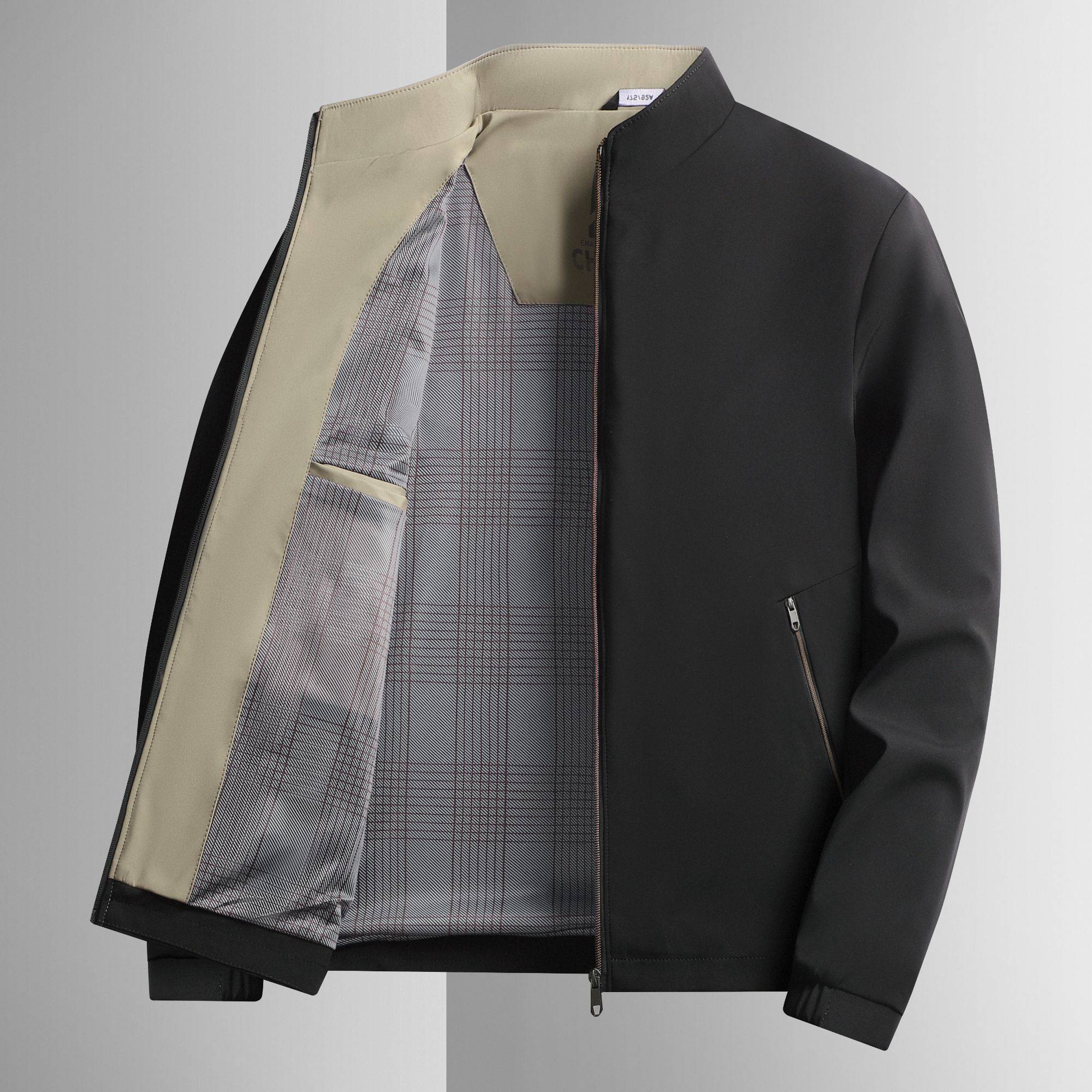 266#外套男士秋季高级感中年立领拉链休闲夹克