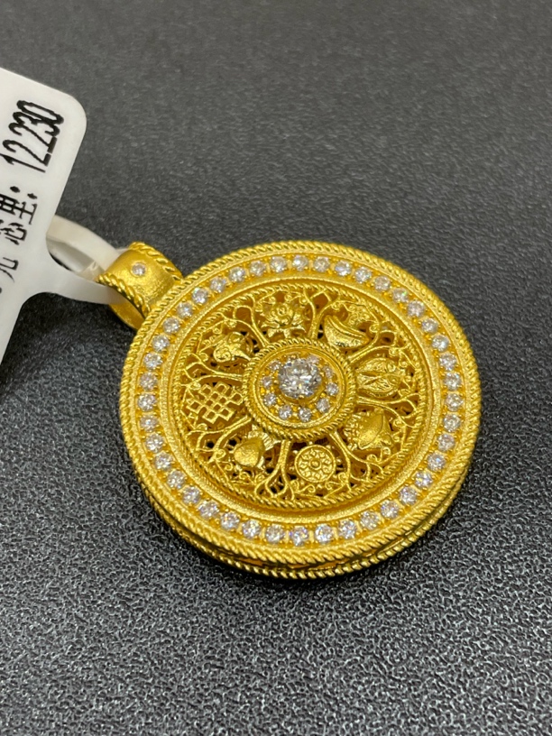 足金999 罗盘 12.06 八宝旋转罗盘 莫桑 附加费498