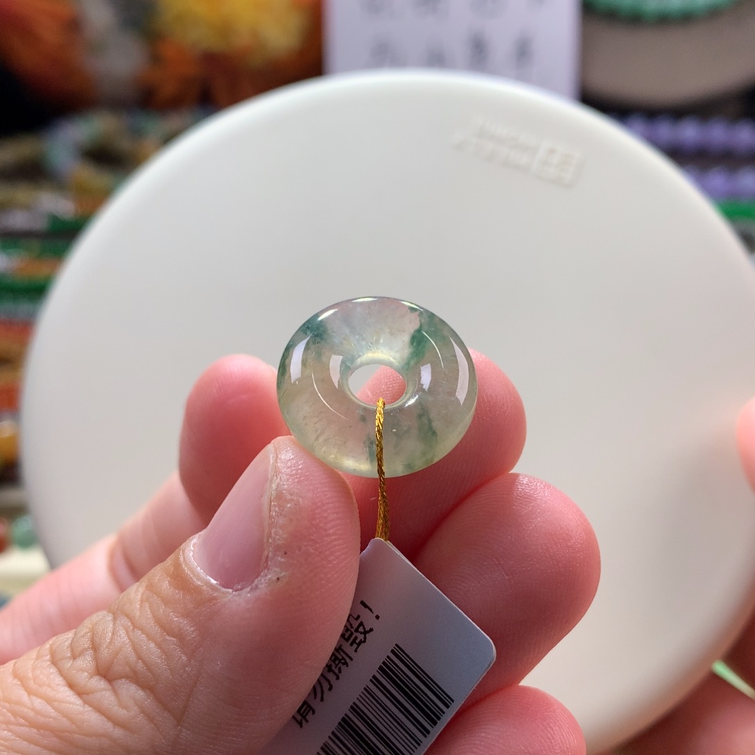 翡翠手链未镶嵌近高冰黄翡飘花甜甜圈 18x5.2