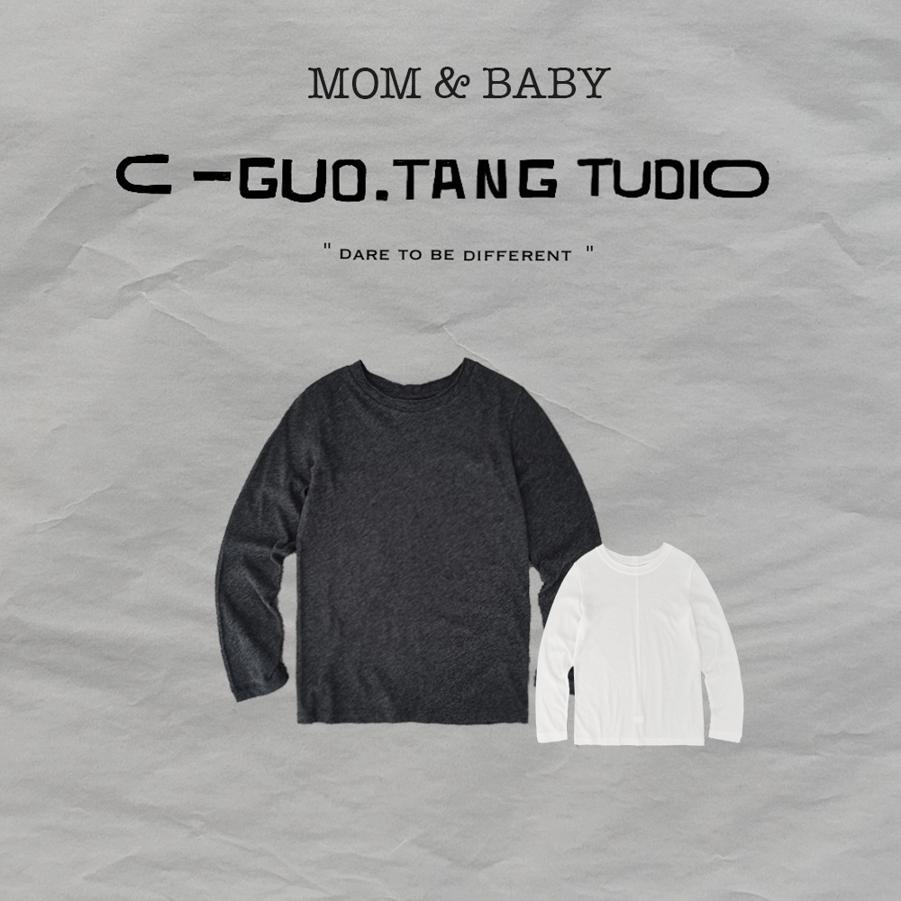 C-Guo.Tang Studio亲子长绒棉羊毛柔糯自然高品打底衫洗水圆领T恤