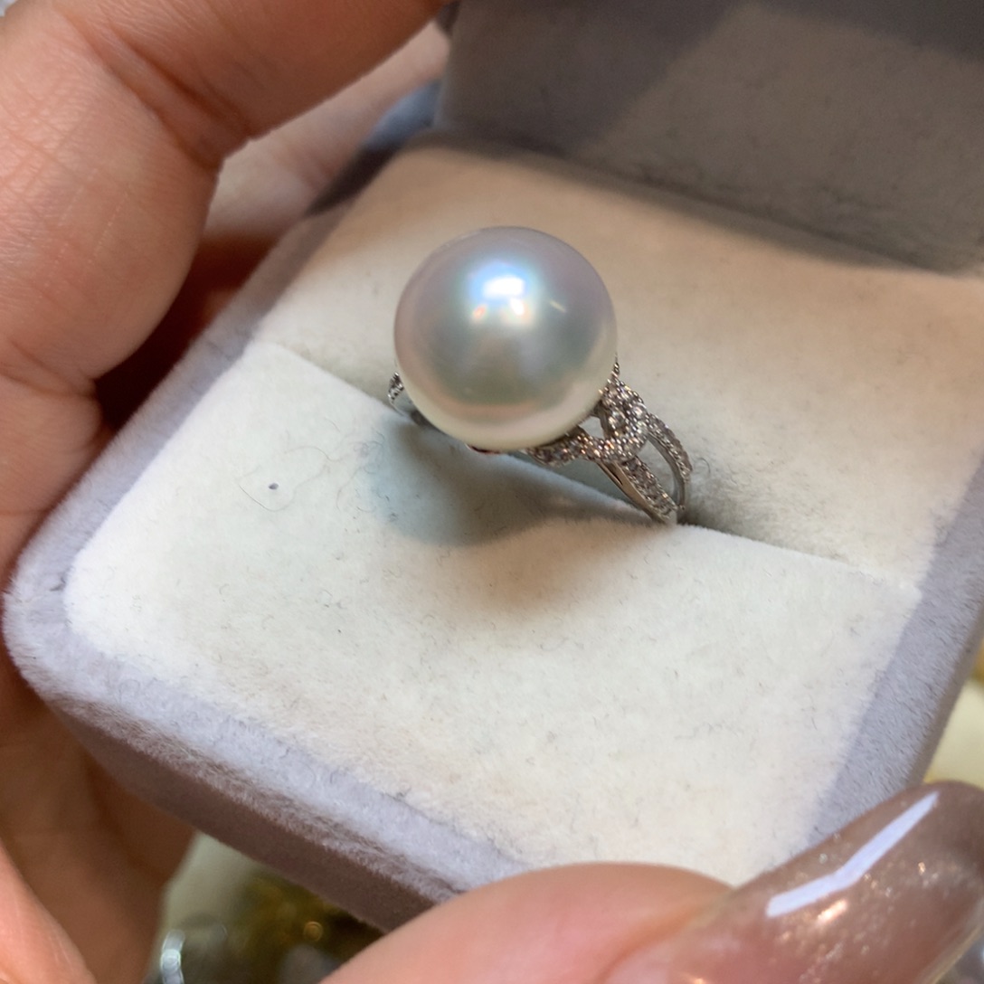 海水珍珠戒指银S925镶嵌