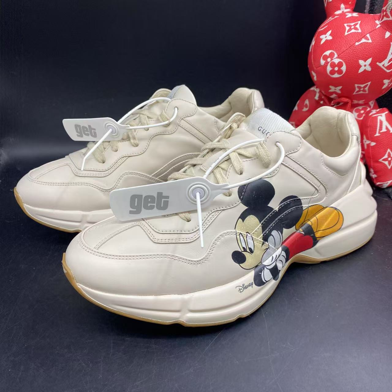 95新 GUCCI/古驰 迪士尼联名米老鼠象牙白老爹鞋41.5欧码ddm2028