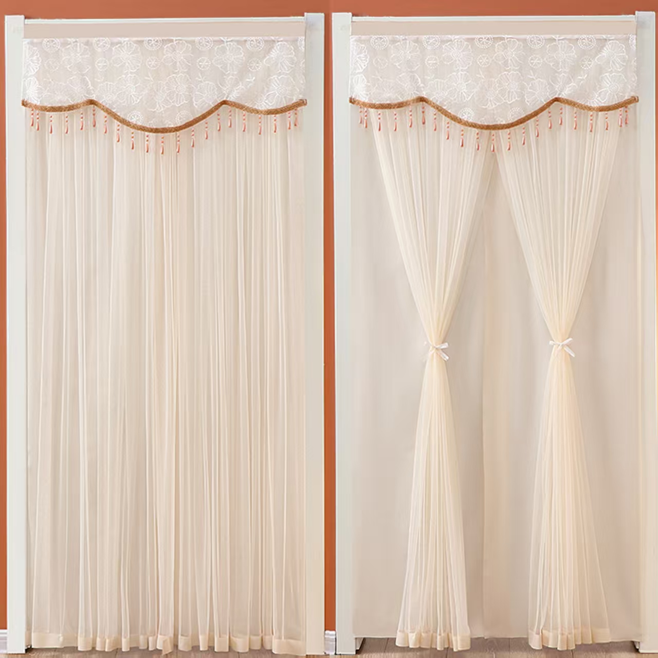 3-3卧室门帘夏季防蚊免打孔魔术贴双层防隐私挂帘四季通用隔断