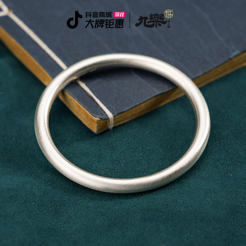 足银手镯 999手工银古法传承经典实心闭口手镯约50g简约手环