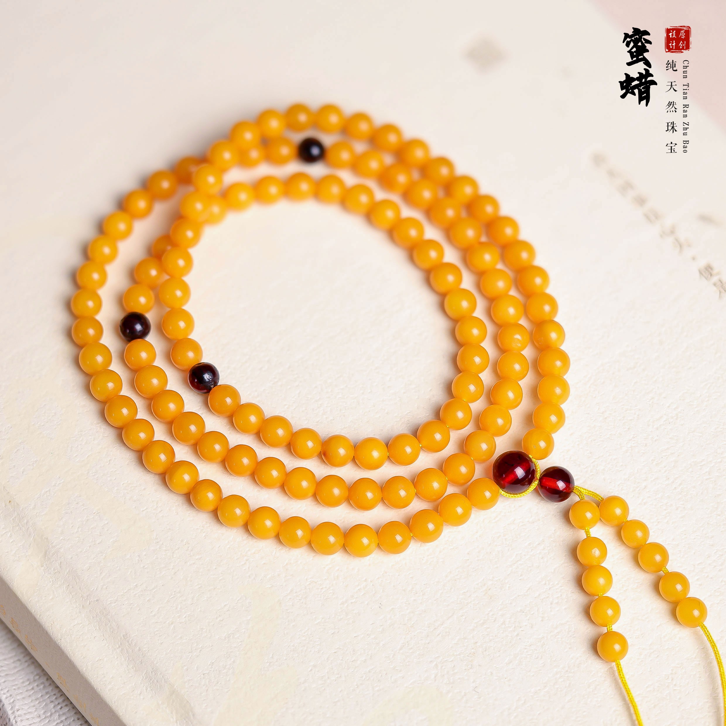 【桃总推荐】蜜蜡6mm圆珠108颗佛珠多圈项链@@ZY20108052