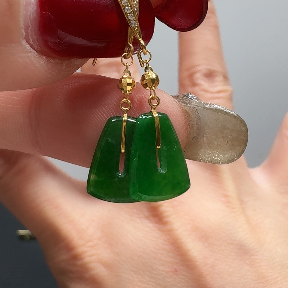 翡翠耳饰18K金镶嵌耳饰