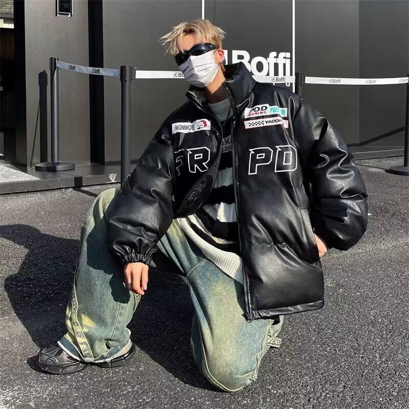 W169-BY冬季PU皮棉服棉衣男女加厚保暖面包服休闲潮牌帅气外套潮