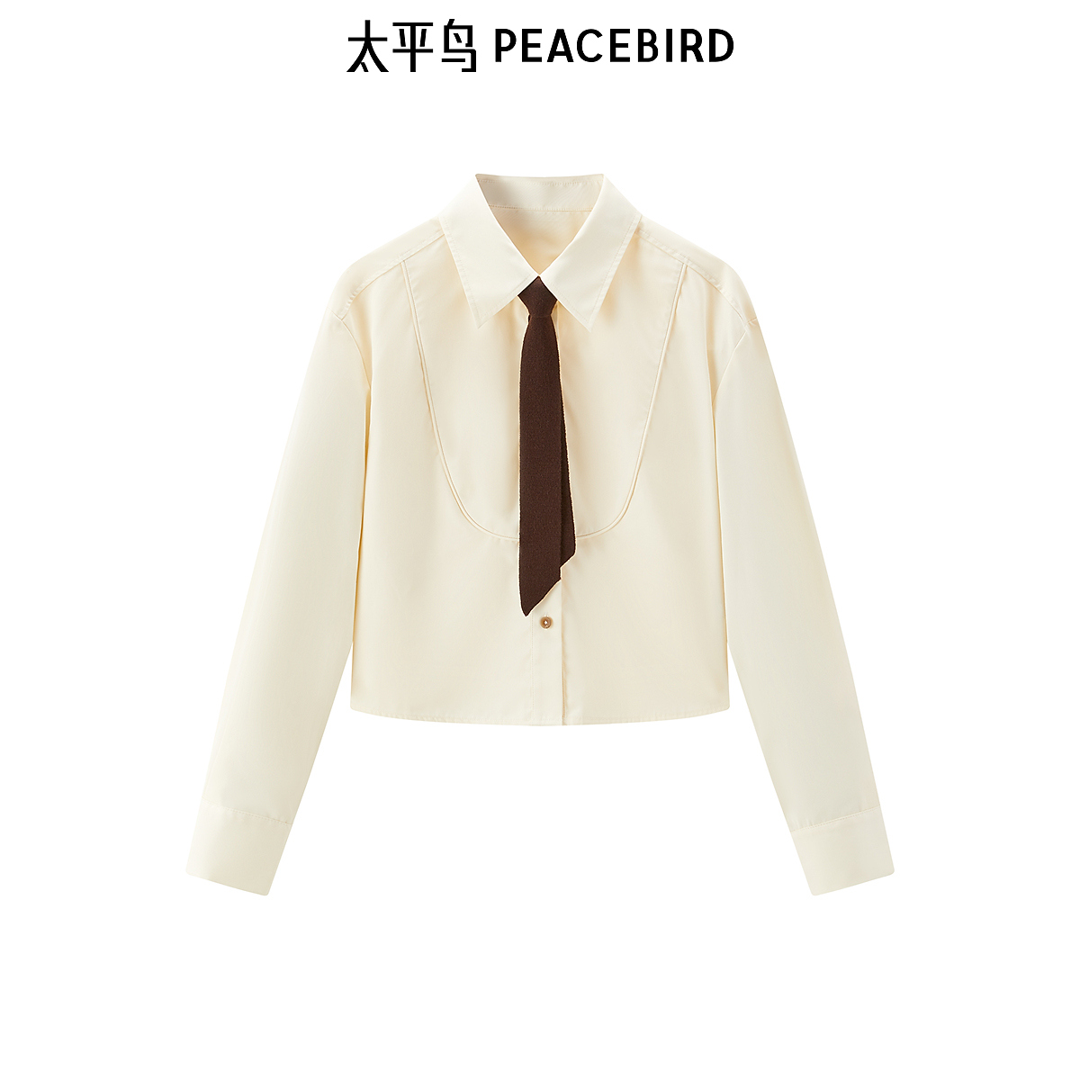 【粉丝专属】太平鸟女装时尚百搭新款时尚截短衬衫A1CAE3476