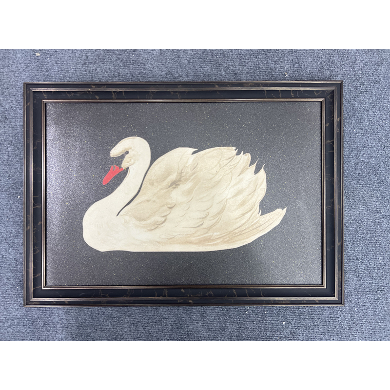 《天鹅》高级感法式复古黑白客厅肌理金沙装饰画卧室玄关挂画15070