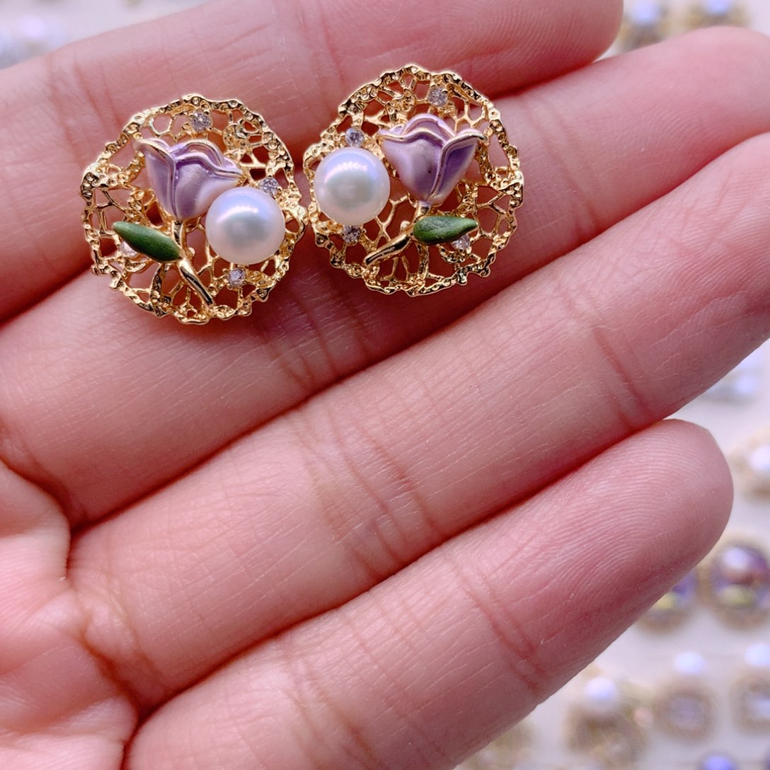 耳饰合金淡水珍珠