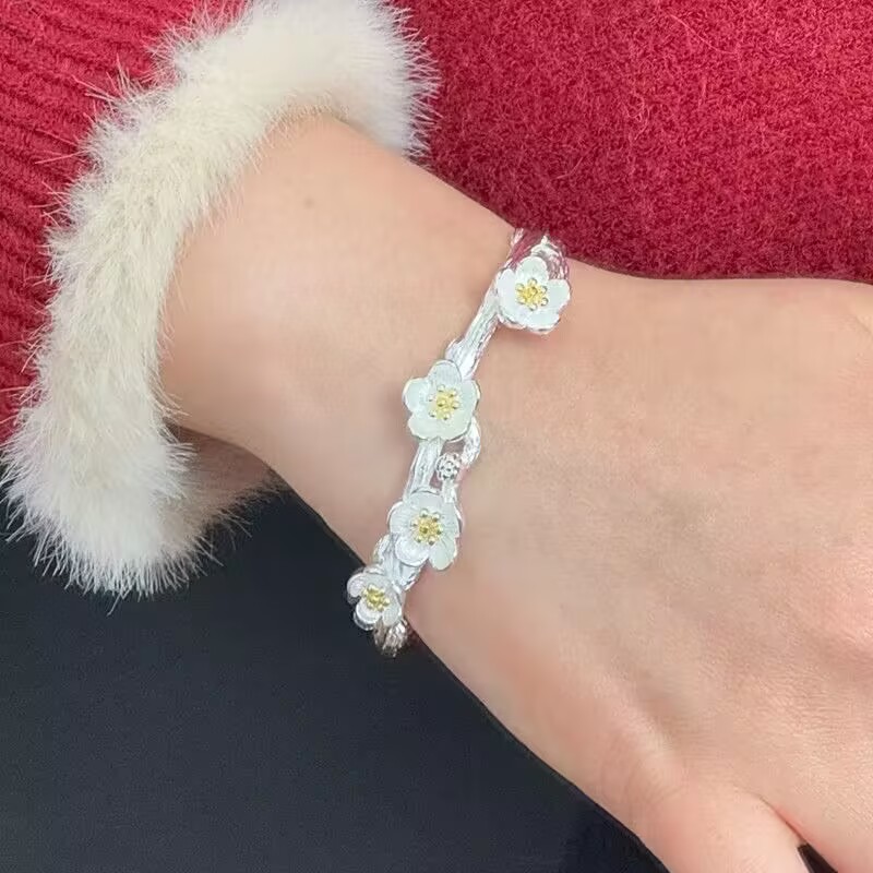 足银手镯 轻奢精品小众爆款小邹菊手镯货号157