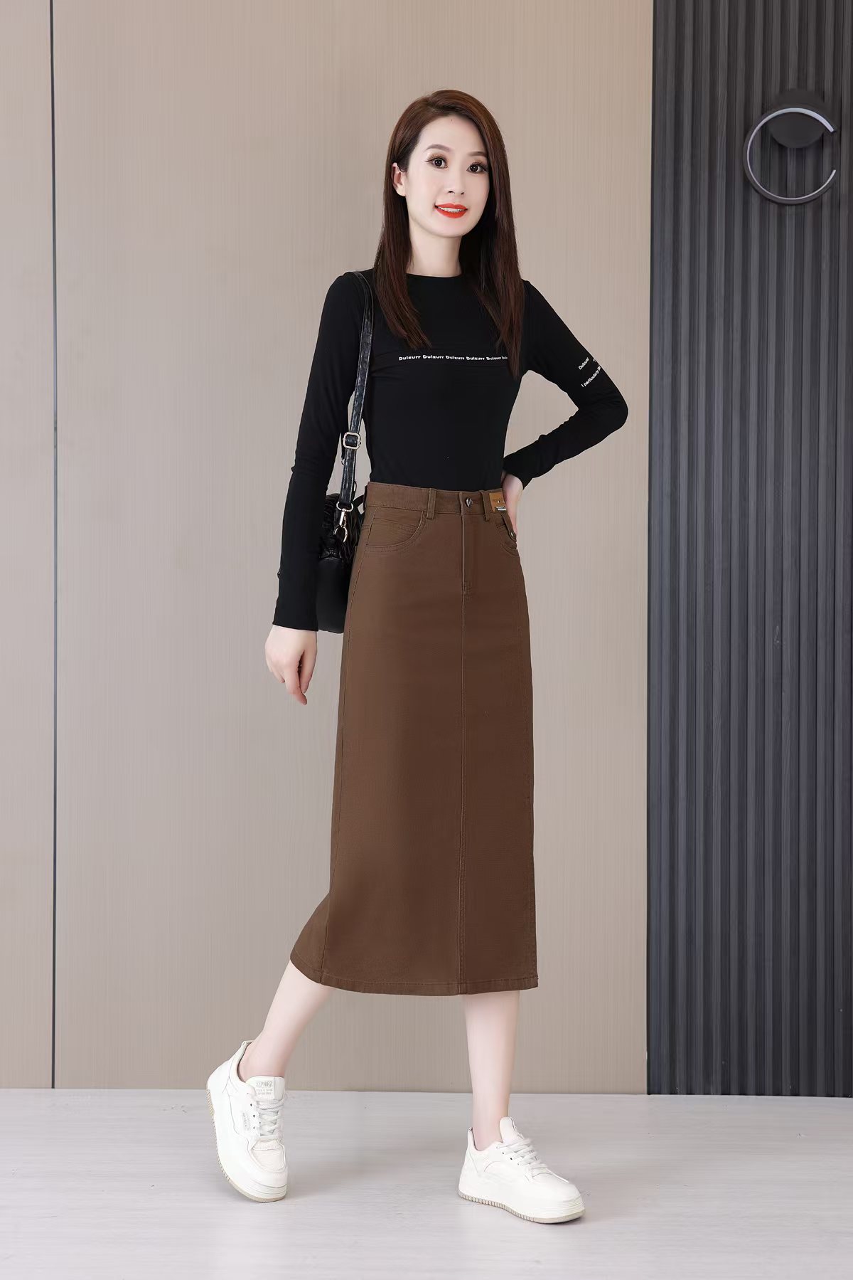 9631秋季高腰百搭牛仔半身裙女时尚显瘦女