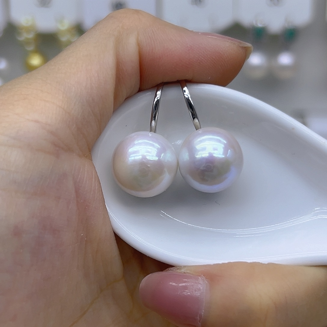 银S925镶嵌耳饰淡水珍珠