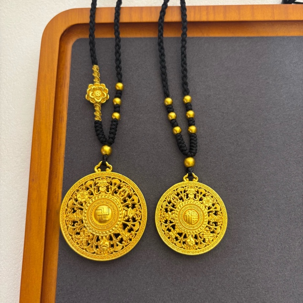 合金项链 新中式国潮风|古法镂空万福八宝圆盘项链