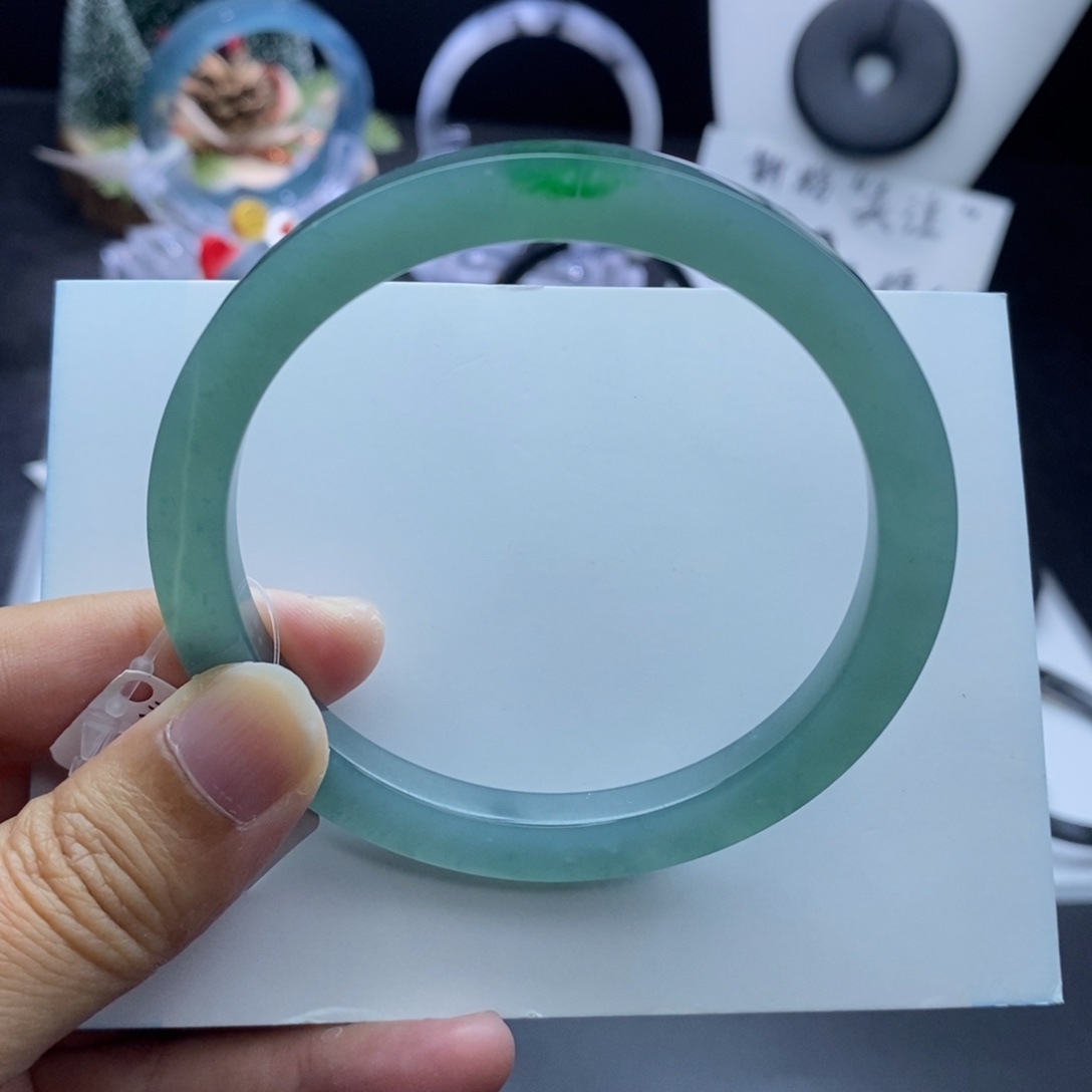 定制翡翠未镶嵌成品买断晴水绿飘阳绿59,3